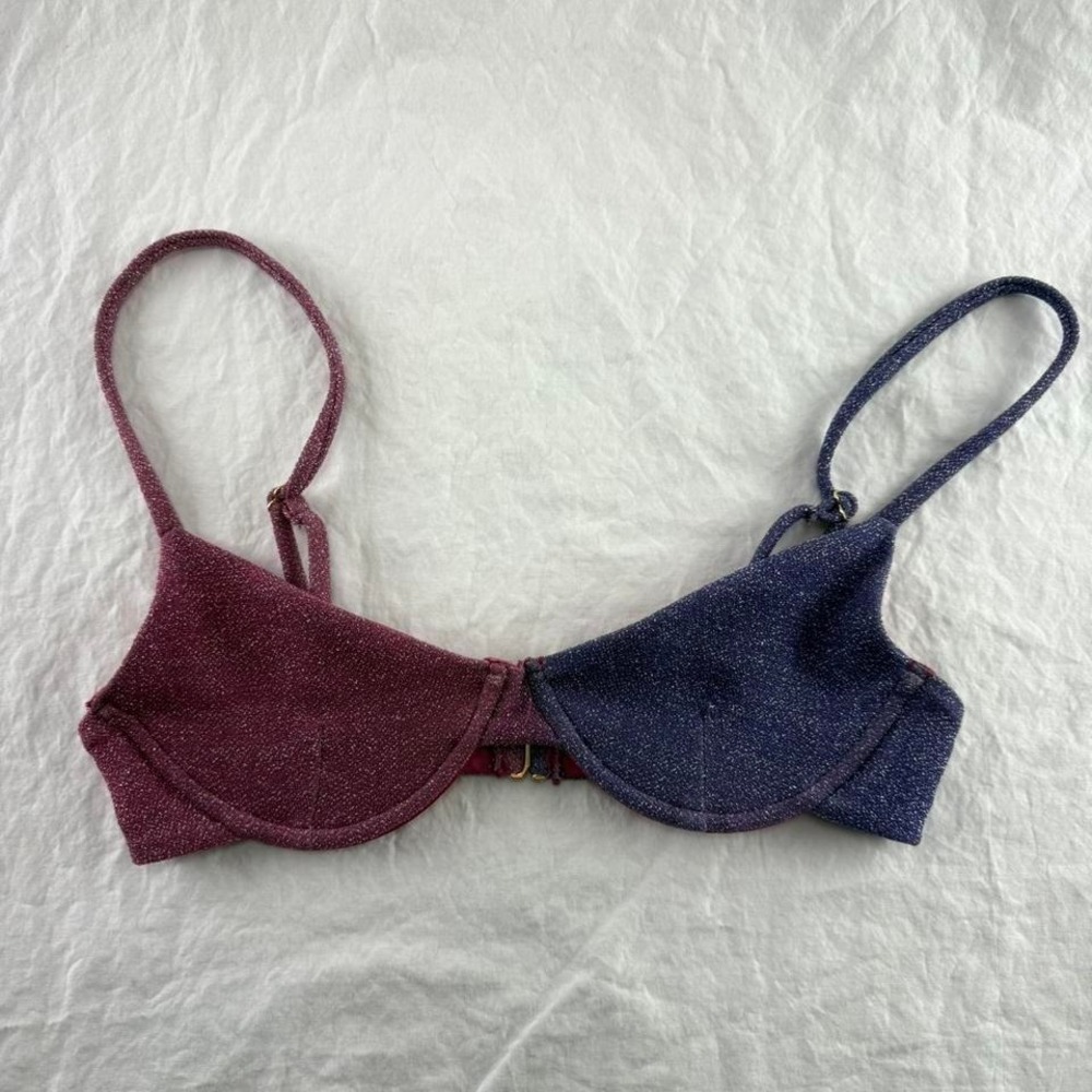 Beach Riot X Revolve Camilla Bikini Top in Pink & Purple Ombre Sz S Mermaid Y2k